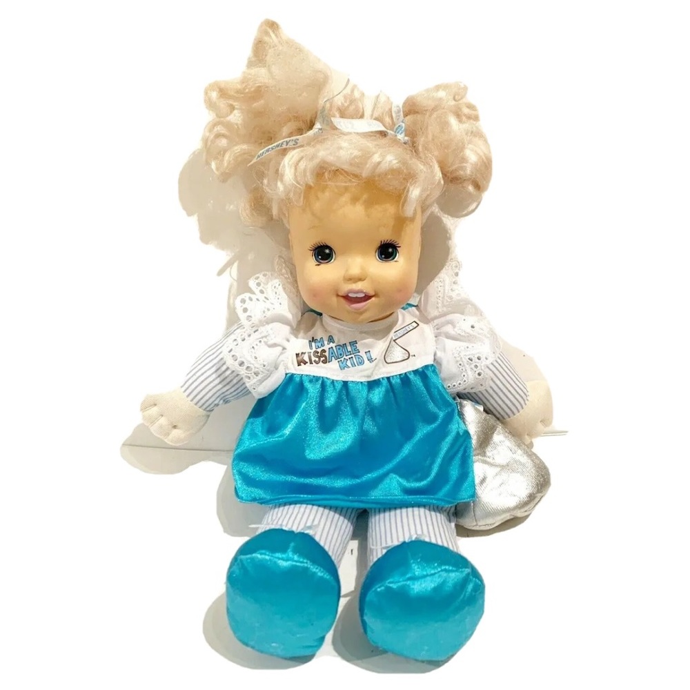 Vintage 1998 I’m a Kissable Kid Talking Doll Hershey Kiss Blue Silver Toy Rare